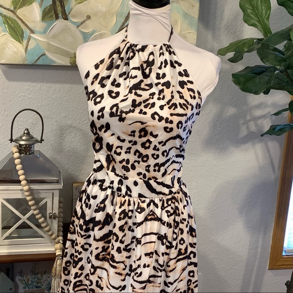 Leopard Backless Ruffle Tiers Halter - Picture 1 of 13